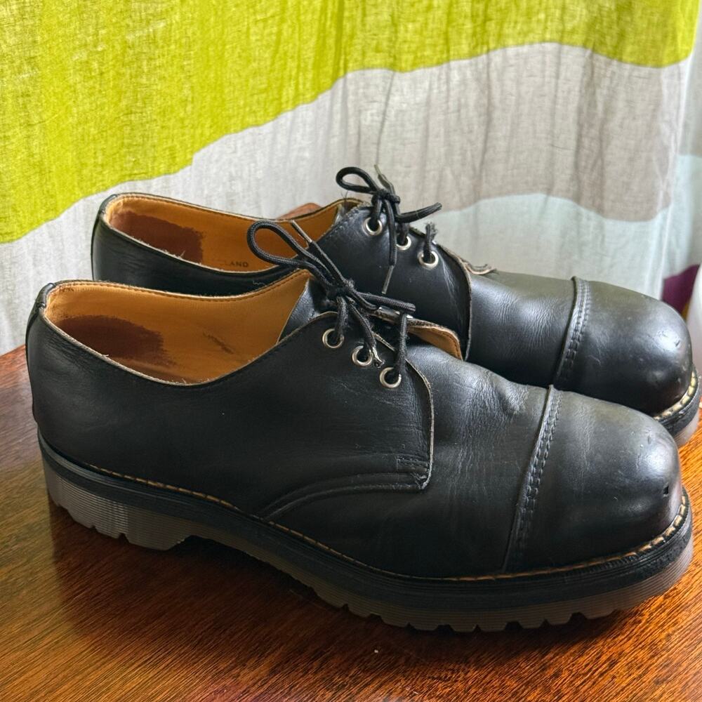 Vintage 90s DR MARTENS Shoes STEEL TOE 9875 Oxfords Made in ENGLAND UK 12